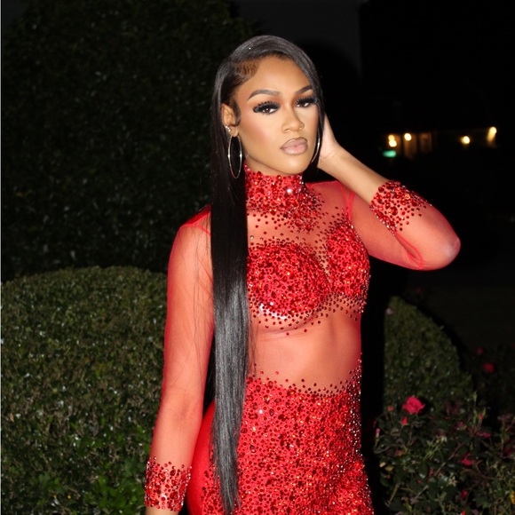 Icon Red Diamante Dress — Only worn for 3 hours 
BRAND - Amekana - Picture 1 of 5
